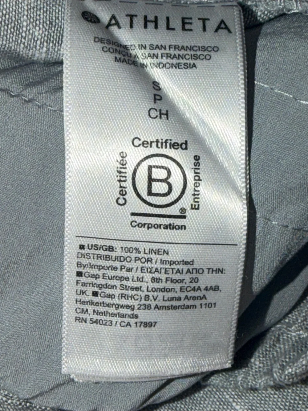 Athleta Light Gray Drawstring Linen-Blend Chinos 100%linen SP
